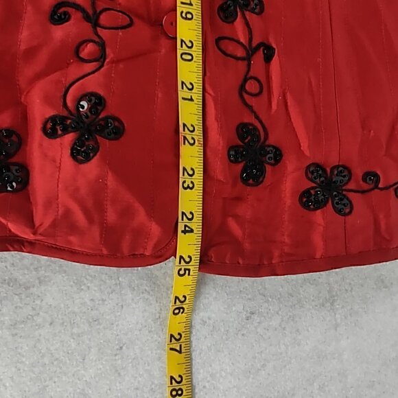 Carole Little Red 100% Lined, Padded, Sequins, Embroidered, Silk Jacket, Size S - Picture 15 of 15